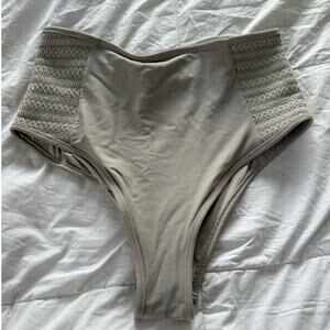 Aerie High Rise/ High Waisted CheekyTan Boho  Embroidered Sides Swim Bottoms M